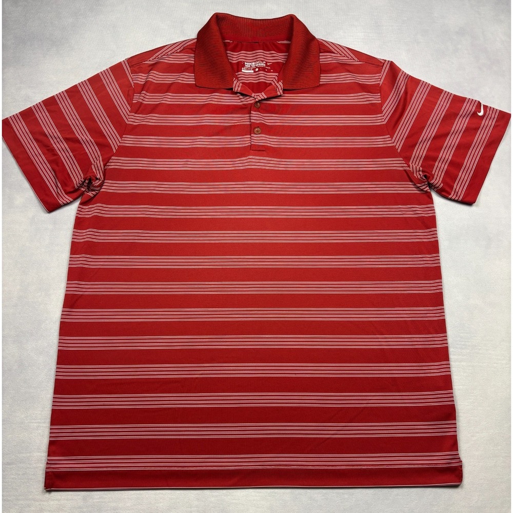 Nike Golf Tour Performance Polo Mens XL Red Striped Dri-FIT CU12 XL